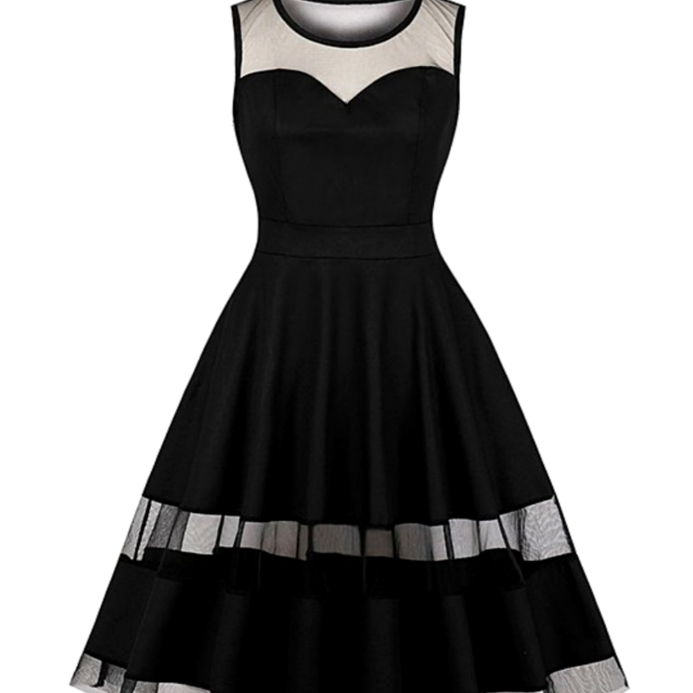 Black Sheer Fit and Flare Dress